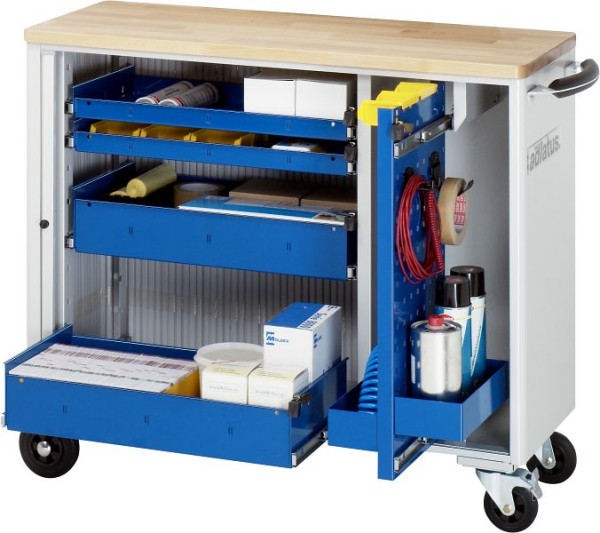 RAU gereedschapswagen serie adlatus model 10010, B1025 x D400 x H860 mm, inclusief massief beukenhouten werkblad, 02-10010B.11