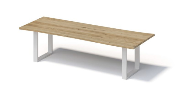 Bisley Fortis tafel naturel, 2800 x 1000 mm, natuurlijke boomrand, geolied oppervlak, O-frame, oppervlak: naturel / frame: verkeerswit, FN2810OP396