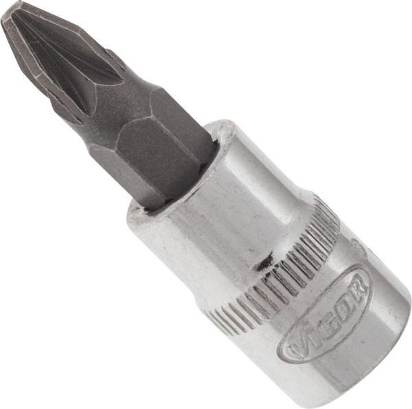VIGOR schroevendraaierbit, hol vierkant 6,3 mm (1/4 inch), Pozidriv-profiel PZ, PZ2, V2440N