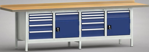 KLW professionele werkbank - 3000 x 700 x 905 mm L x D x H (ERGO uitvoering), WP427E-3000M45-E1652