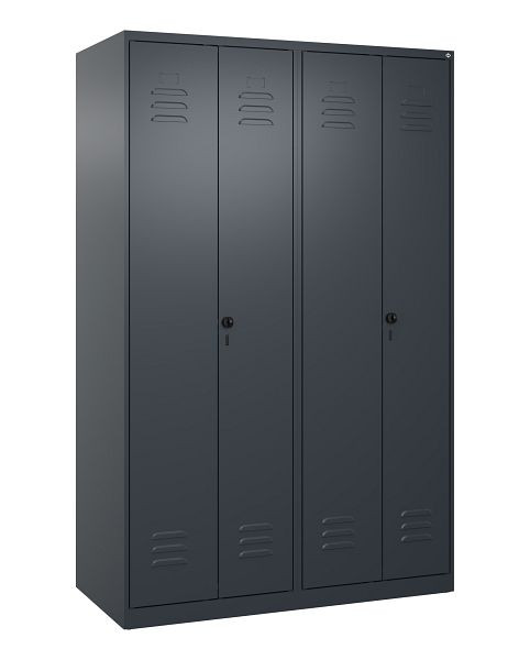 C+P Umkleidespind Classic PLUS SW, 4 Abteile, 1850x1200x500mm, 7016/7016, Drehriegel, 080002-40 S10007