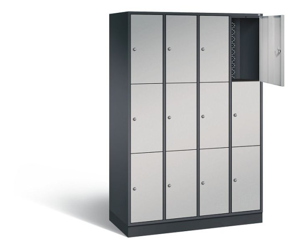 C+P lockerkast Intro, H1950xW1220xD490mm, kleur: zwart-grijs/wit aluminium, 8370-401 S10043