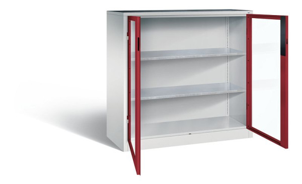 C+P gereedschapskast Acurado, H1200xB1200xD500mm, kleur: lichtgrijs/robijnrood, verzonken handgreep, 8531-055 S10171