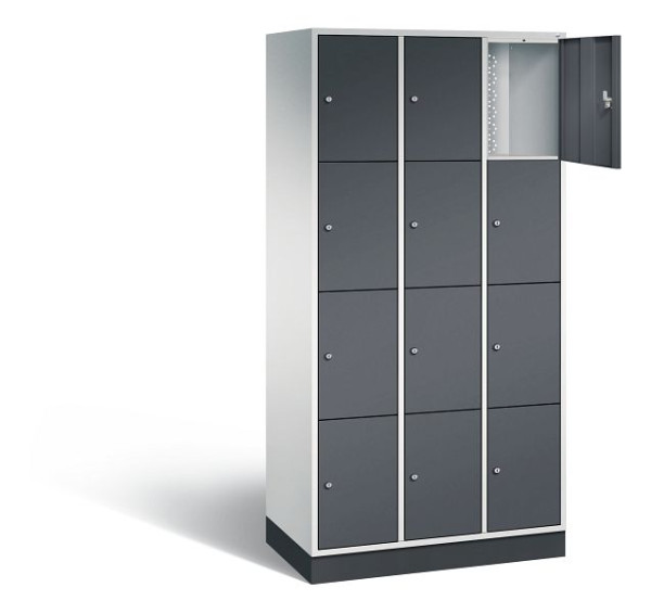 C+P lockerkast Intro, H1950xW920xD490mm, kleur: lichtgrijs / zwartgrijs, 8470-301 S10117
