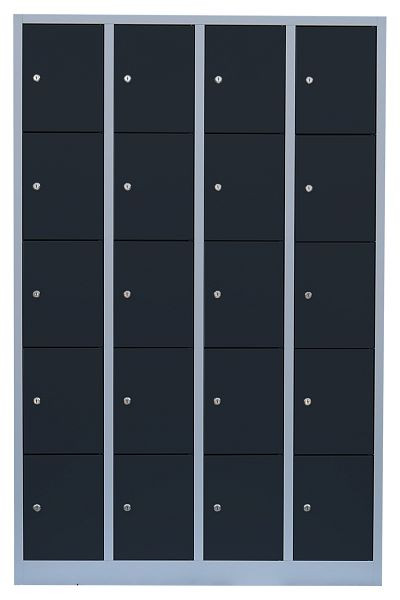 Lüllmann stalen compartimentenkast, 1800 x 1170 x 500 mm, lichtgrijs/antracietgrijs, 520548