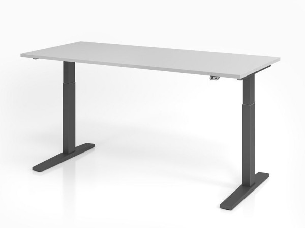 Hammerbacher bureau XMKA19, 180 x 80 cm, blad: grijs, 25 mm dik, ABS dikke rand, rechthoekige vorm, grafiet, VXMKA19/5/G