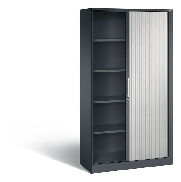 C+P rolluikkast Asisto, H1980xB1000xD435mm, kleur: zwartgrijs/lichtgrijs, beugelgreep, 5 niveaus, 143002-000 S10026