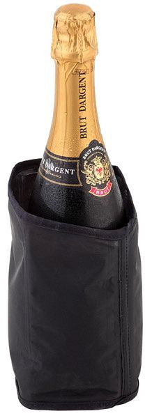 APS koelhoes, Ø 11 cm, hoogte: 18 cm, nylon, PE, zwart, voor mousserende wijn-/champagneflessen, 36075