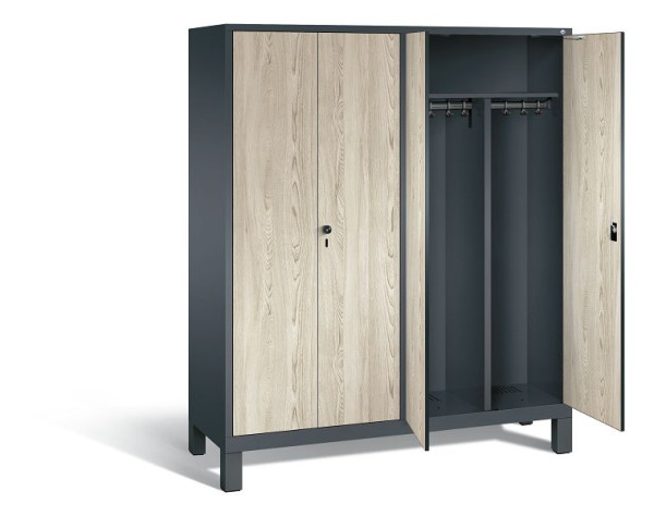 C+P zwart wit kastje Evolo, H1850xW1590xD500mm, kleur: antracietgrijs / decor Sen ash, 48012-42 S10087