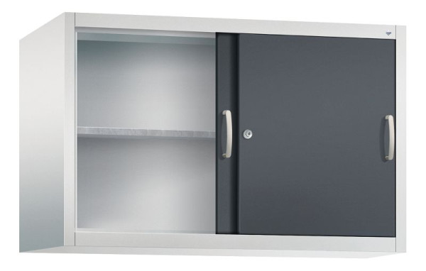 C+P bovenkast Acurado, H790xB1200xD500mm, kleur: lichtgrijs/zwartgrijs, beugelgreep, 2 niveaus, 2055-09 S10038