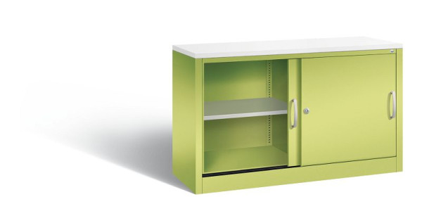 C+P dressoir met schuifdeuren Acurado, H720xB1200xD400mm, kleur: Viridin groen / Viridin groen, beugelgreep, 2 niveaus, 5723-00 S10355