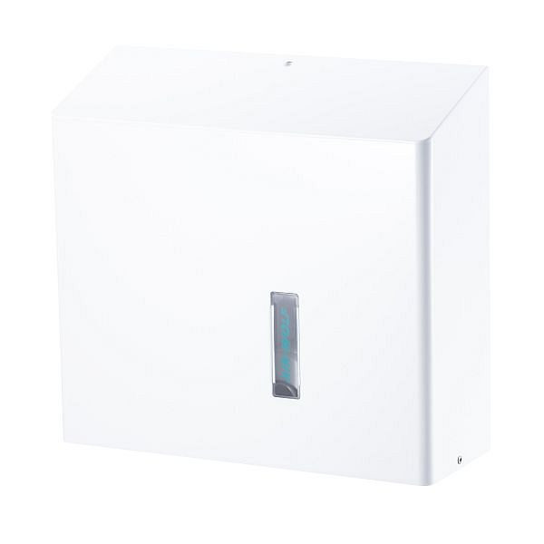 Air Wolf duplexroldispenser, Omega-serie, H x B x D: 350 x 377 x 133 mm, wit roestvrij staal, 29-438