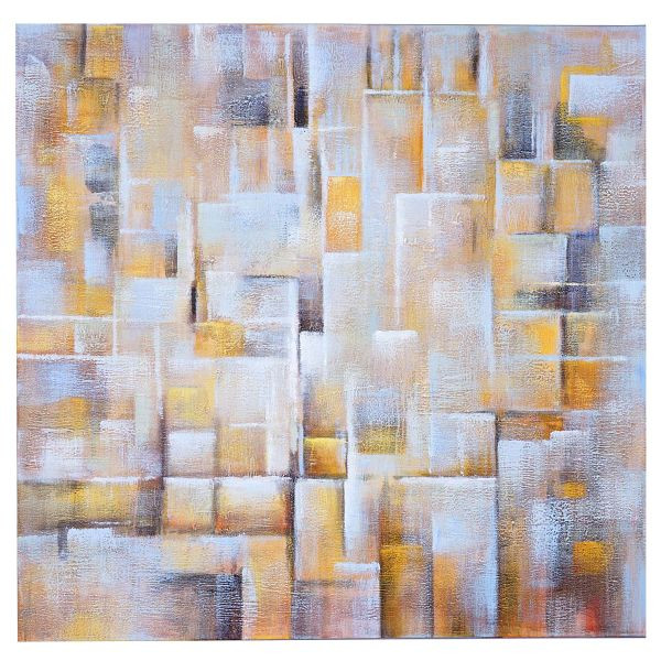 Mendler olieverfschilderij Cubes, 100% handgeschilderde muurschildering XL, 100x100cm, 59446