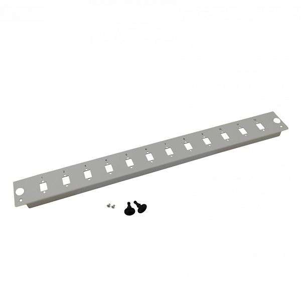 Helos LWL 19" breakout box frontpaneel 12-voudig paneel niet uitgerust, grijs, 257711