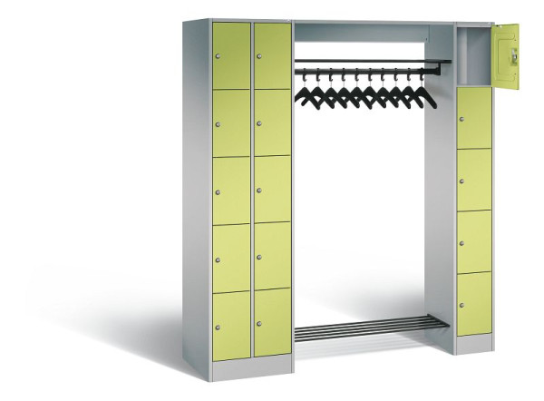 C+P open garderobe serie 8070, H1950xW2100xD480mm, kleur: wit aluminium / virid green, 80730-00 S10338
