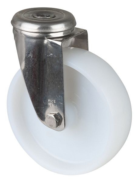 BS rollen RVS transportrol, wielbreedte 34 mm, wiel-Ø 125 mm, draagvermogen 130 kg, loopvlak/wiellichaam kunststof, glijlager, H101.A90.125