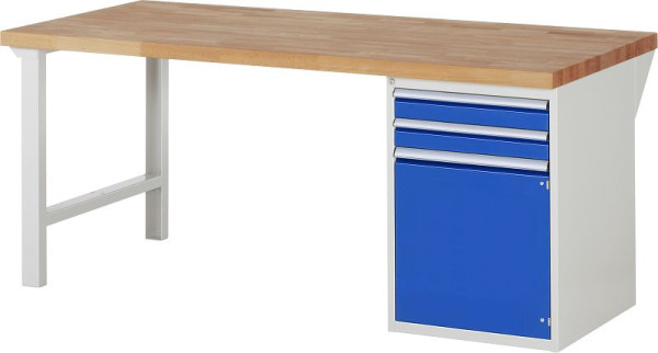 RAU werkbank serie 7000 - modulair ontwerp, onderbouw container (2x lade, 1x draaideur), 2000x840x900 mm, 03-7503A1-209B4S.11
