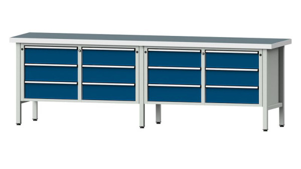 ANKE werkbanken kistwerkbank, model 108 V, 2800 x 700 x 900 mm, RAL 7035/5010, UBP 50 mm, 301.455