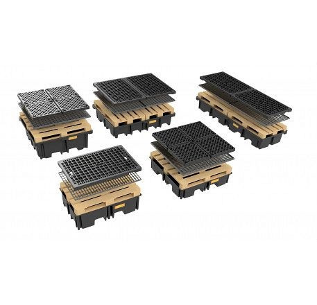 Cemo PE palletopvangbak 425/4 voor 2 pallets 120 x 80 cm doorsnede, zonder roest, 11266