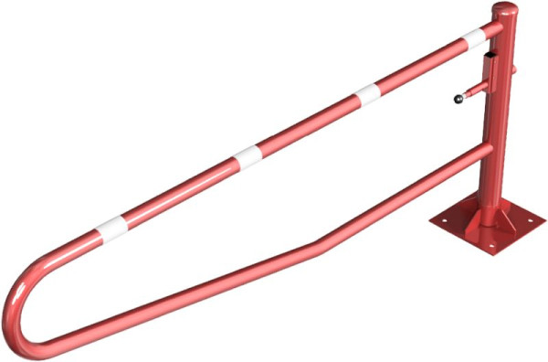 Schake draaipoortslagboom 2,50m voor hangslot, draaipaal: Ø 102mm, slagboomarm: Ø 60mm, voor pluggen, thermisch verzinkt, rood/wit, 413_251VBP
