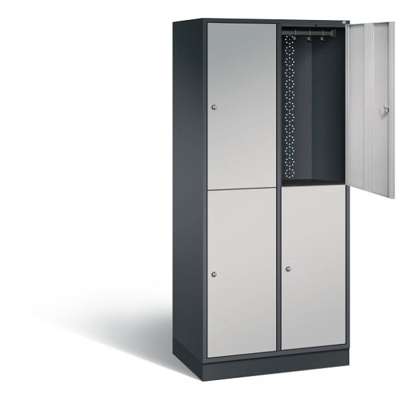 C+P locker dubbellaags XL Intro, H1950xW820xD490mm, kleur: zwart-grijs/wit aluminium, 8270-202 S10040