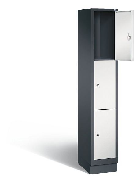 C+P lockerkast Evolo, H1800xB320xD500mm, kleur: zwartgrijs/lichtgrijs, 48020-103 S10047