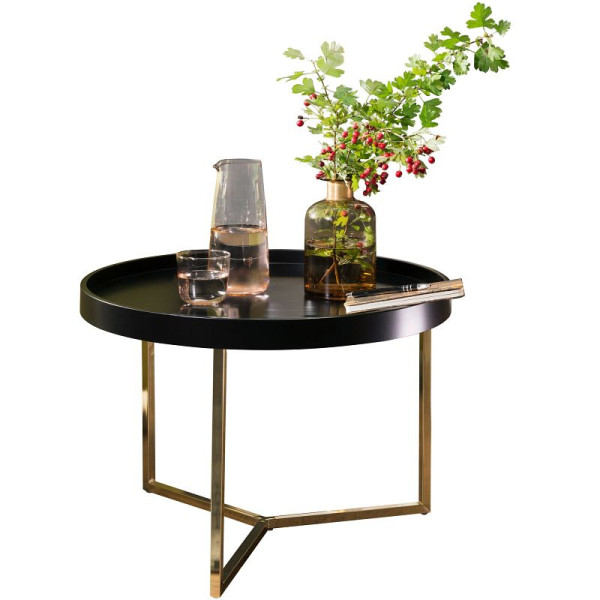 Wohnling salontafel EVA 58,5x42x58,5cm zwart/goud metaal rond, WL5.763