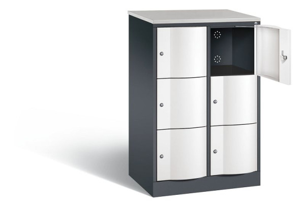 C+P lockerkast Resisto, H1255xB772xD540mm, kleur: zwartgrijs / verkeerswit, 8573-272 S10451