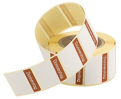 Contacto etiketten donderdag bruin, VE: 500 stuks op rol, 4371/054