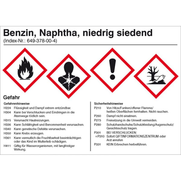 Stein HGS HGS etiket gevaarlijke stoffen, benzine, nafta, laagkokend, 21.b2042