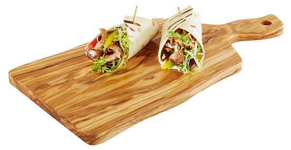 APS serveerplank -OLIVE-, 31 x 20 cm, hoogte: 1,5 cm, hout (olijfboom), handvat: 9 cm, 00877