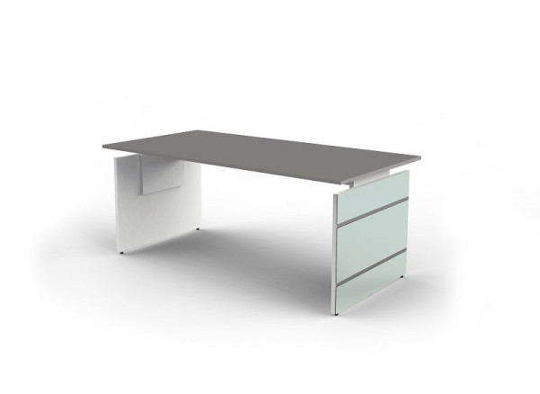 Kerkmann bureau met met glas bekleed zijframe, Lugano, B 1800 x D 800 x H 680-760 mm, grafiet, 11431812