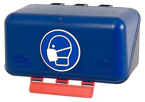 DENIOS minibox voor het opbergen van adembescherming, blauw, 116-480