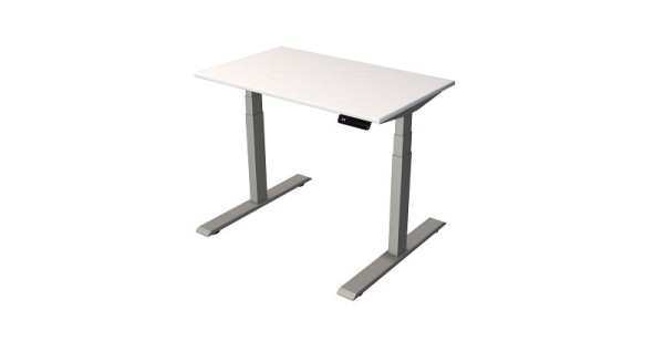 Kerkmann compacttafel B 1000 x D 600 mm, elektrisch in hoogte verstelbaar van 630-1270 mm, wit/zilver (montage), 10188510