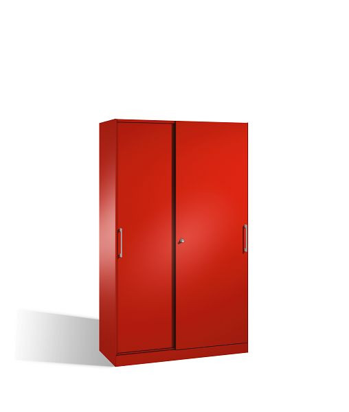 C+P schuifdeurkast Asisto, H1980xB1200xD435mm, kleur: vuurrood, beugelgreep, 5 niveaus, 142001-000 S10094