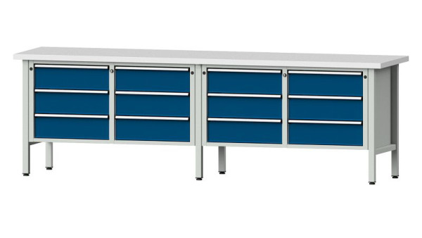 ANKE werkbanken kistwerkbank, model 108 V, 2800 x 700 x 890 mm, RAL 7035/5010, KSP 40 mm, 301.449