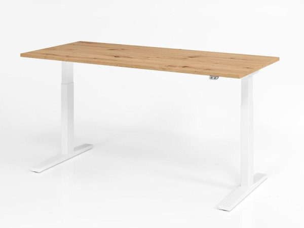 Hammerbacher bureau XMKA19, 180 x 80 cm, blad: knoestig eiken, 25 mm dik, ABS dikke rand, rechthoekige vorm, wit, VXMKA19/R/W