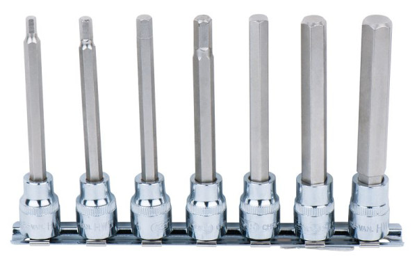 KS Tools 3/8" CHROMEplus bitdoppenset, binnenzeskant, 7-delig 4-12 mm, lang, 918.3960