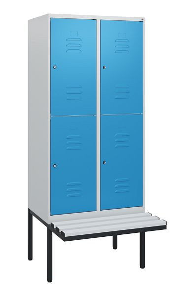 C+P dubbeldekskast Classic PLUS, 2 compartimenten, 1950x800x815mm, 7035/5012, cilindersloten, zwevende zitting, 0803405-22 S10079