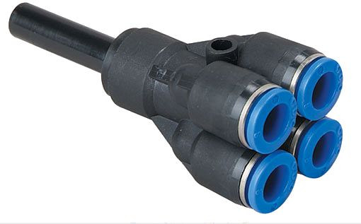 timmer B-YSr2-6-4-KU, Y-connector verloop van kunststof/messing dubbel vernikkeld, VE: 5 stuks, 03180350