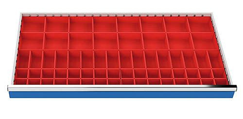 Bedrunka + Hirth kleine onderdelen dozen set 64 delig, R 48-24, bruikbare lade afmetingen 1200 x 600 mm, paneelhoogte 75 mm, afmetingen in mm (BxDxH): 1200 x 600 x 52, 181BLH75