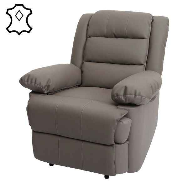 Mendler TV-fauteuil HWC-G15, relaxfauteuil ligfauteuil, leer + kunstleer 101x87x100cm, taupe, 82844+82845