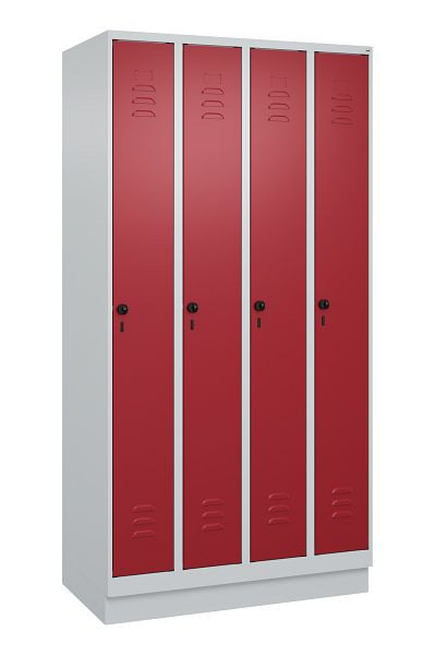 C+P Umkleidespind Classic PLUS, Sockel, 4 Abteile, 1950x1000x500mm, 7035/3003, Drehriegel, 080020-49 S10001