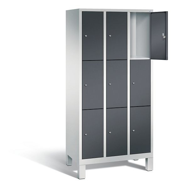 C+P lockerkast Evolo, H1850xB900xD500mm, kleur: lichtgrijs / zwartgrijs, 48010-303 S10112