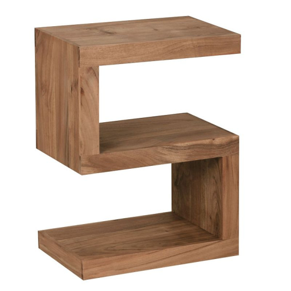 Wohnling bijzettafel MUMBAI massief hout acacia S Cube 60 cm hoog, bruin landhuisstijl ontwerp, WL1.431