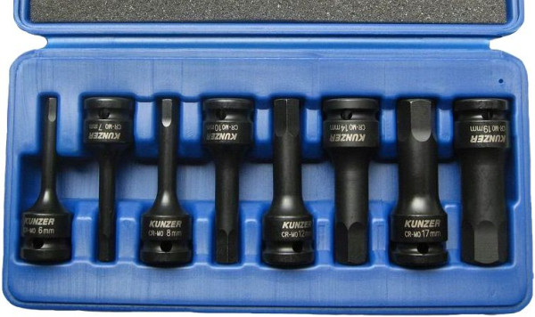 Kunzer slagmoersleutel doppen 1/2", 8-delige binnenzeskant, 7SSH08