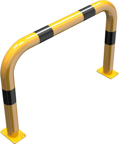 Schak-stootbescherming stalen buis Ø 76 mm geel/zwart, totale breedte: 1000 mm, hoogte boven de grond: 650 mm, voor plugbevestiging, 477_06PBG