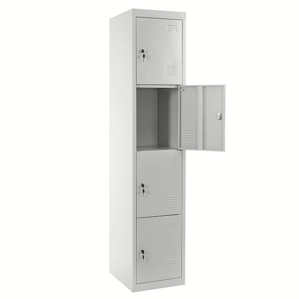 Mendler locker Boston T163, lockerkast locker voor waardevolle spullen, metaal 180x38x45cm, grijs, 43330