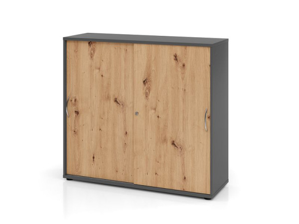 Hammerbacher schuifdeurkast 3OH 120cm BM grafiet/knoestig eiken, V1753S/G/R/BM