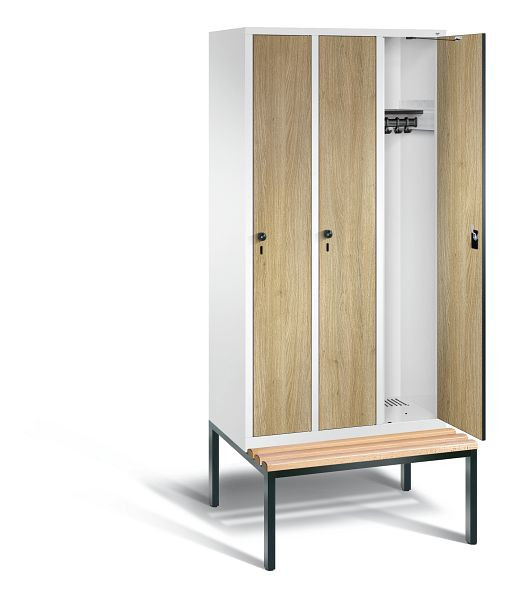 C+P Evolo kleerkast, H2090xB900xD815mm, kleur: verkeerswit / decor eiken Sereno, 48050-30 S10504